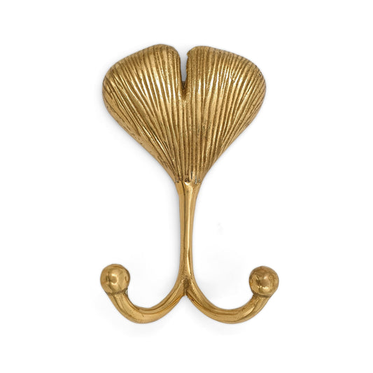 Brass Hook Art Nouveau Ginkgo Leaf