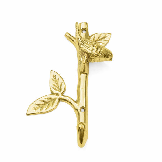 Brass Hook Bird in Branch